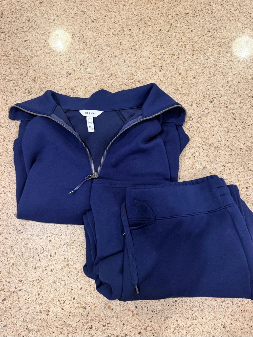 SPANX Navy Zip Hoodie & Joggers Set - Deep Navy